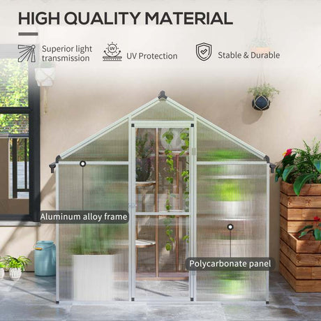 Outsunny 6 x 6ft Aluminium Frame Greenhouse, with Foundation