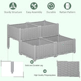 Outsunny Set of 4 26L Garden Raised Bed Elevated Patio Flower Plant Planter Box PP Vegetables Planting Container, Grey