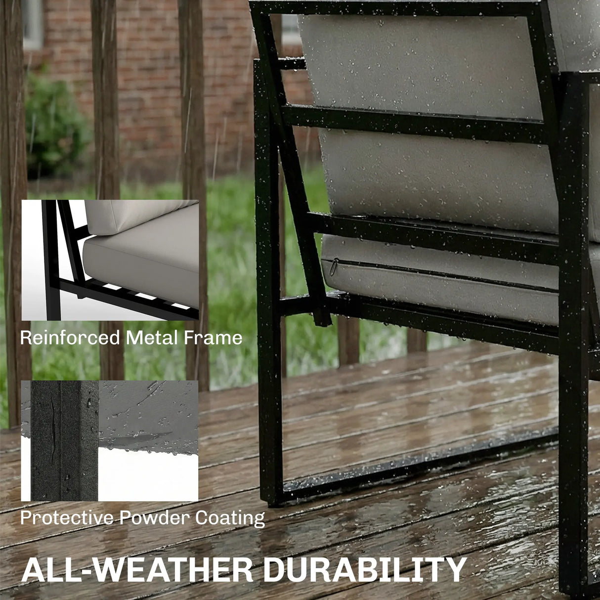 Outsunny Outdoor Garden Furniture Set, 4 Piece Patio Furniture with Slatted Table, Indoor Outdoor Balcony Patio Conservatory Set