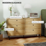 HOMCOM Chest of Drawers, 6 Drawer Dresser - Oak