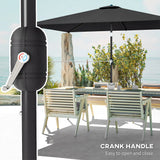 Outsunny Garden Parasol, Parasol Umbrella with Crank Handle, Tilt Function, Polyester Canopy, Black