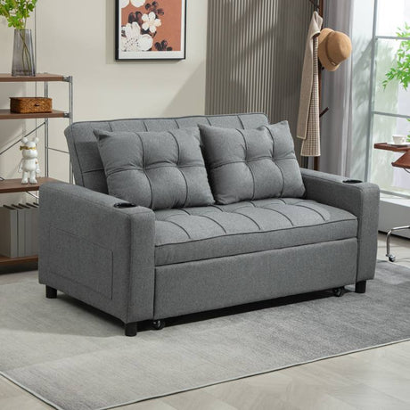 HOMCOM Two-Seater Pull-Out Sofa Bed - Charcoal Grey