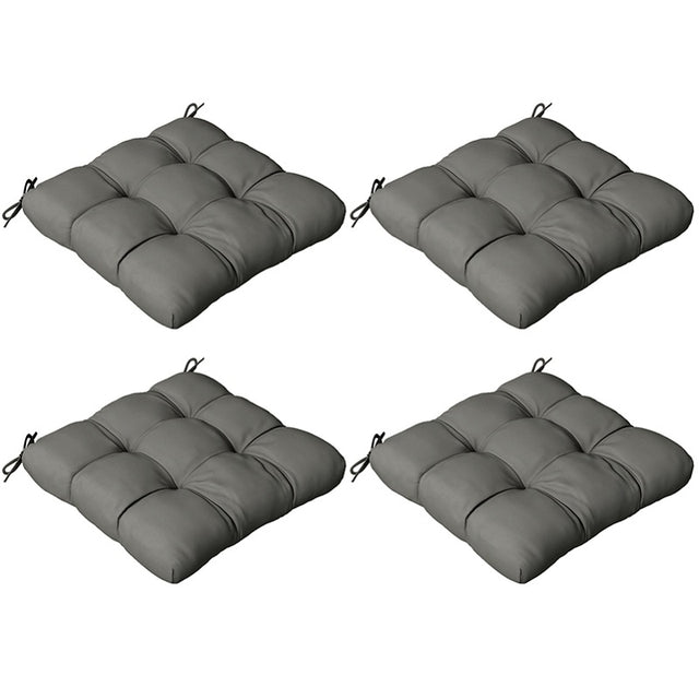 Outsunny 4-Piece Seat Cushion Pillows Replacement, Patio Chair Cushions Set with Ties for Indoor Outdoor, Charcoal Grey