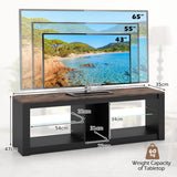 TV Stand with LED Light Modern Entertainment Center for TVs up to 65 inch-Brown