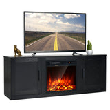 58 Inch TV Stand with 1500W Faux Fireplace for TVs up to 65 Inch-Black