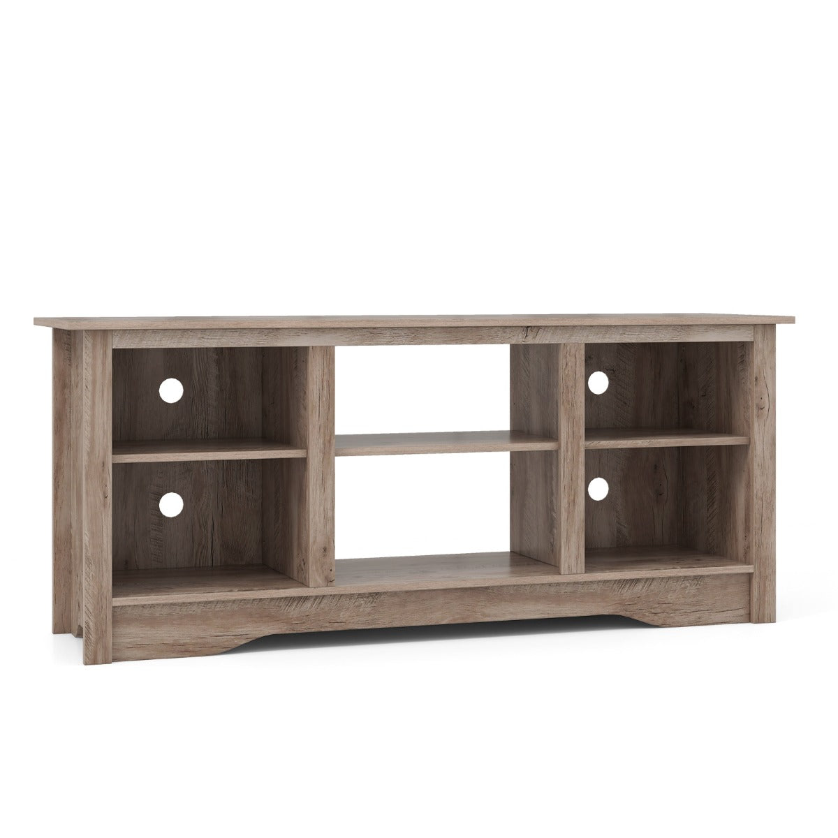 TV Stand for up to 65" Flat Screen TVs with Adjustable Shelves for 18" Electric Fireplace (Not Included)-Gray