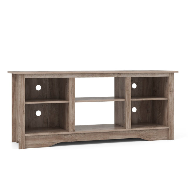 TV Stand for up to 65" Flat Screen TVs with Adjustable Shelves for 18" Electric Fireplace (Not Included)-Gray