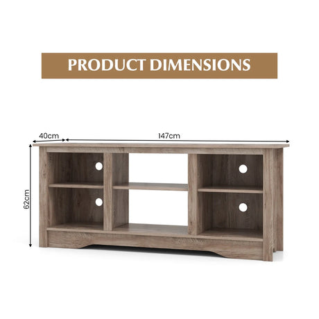 TV Stand for up to 65" Flat Screen TVs with Adjustable Shelves for 18" Electric Fireplace (Not Included)-Gray