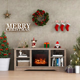 TV Stand for up to 65" Flat Screen TVs with Adjustable Shelves for 18" Electric Fireplace (Not Included)-Gray