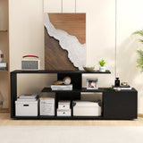 TV stand for TVs up to 55 inches with shelves &amp; cabinet TV cabinet lowboard black