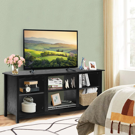 2-Tier Entertainment Media Console Center-Black