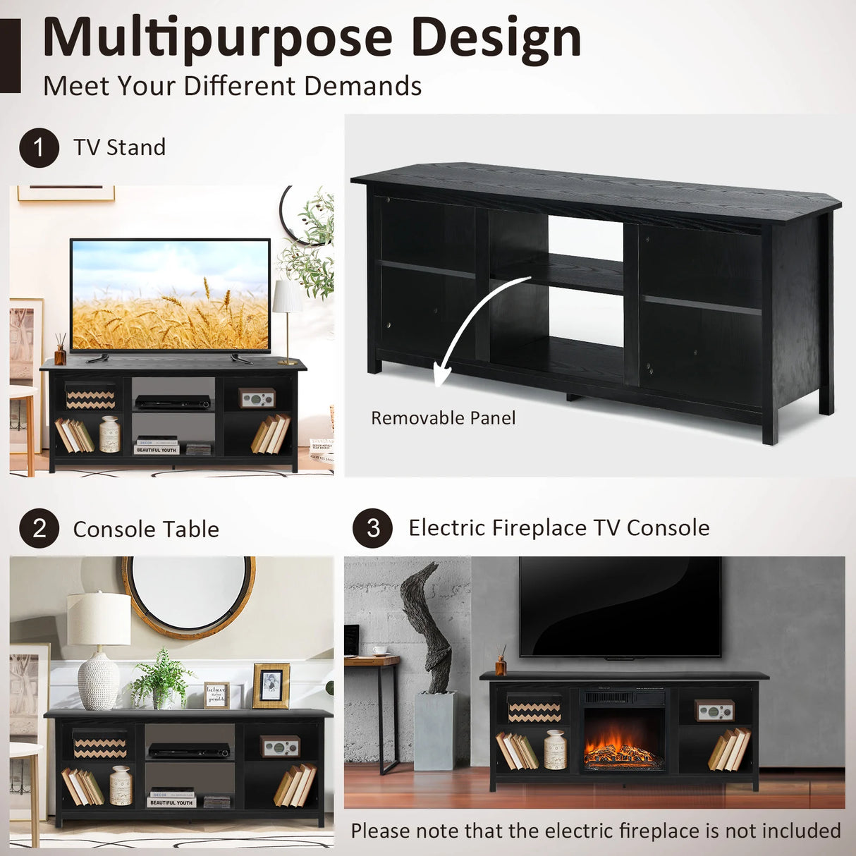 2-Tier Entertainment Media Console Center-Black