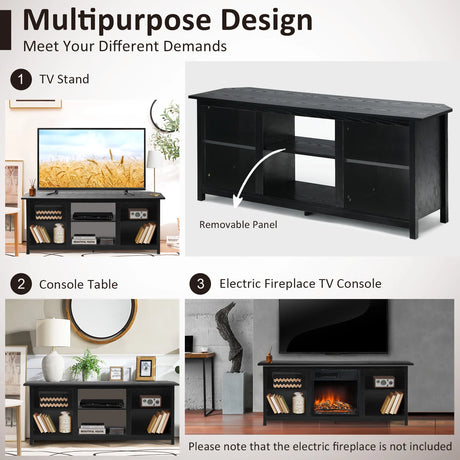 2-Tier Entertainment Media Console Center-Black
