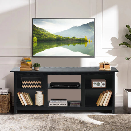 2-Tier Entertainment Media Console Center-Black