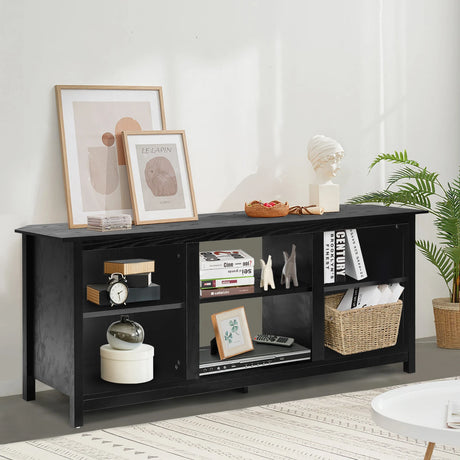2-Tier Entertainment Media Console Center-Black