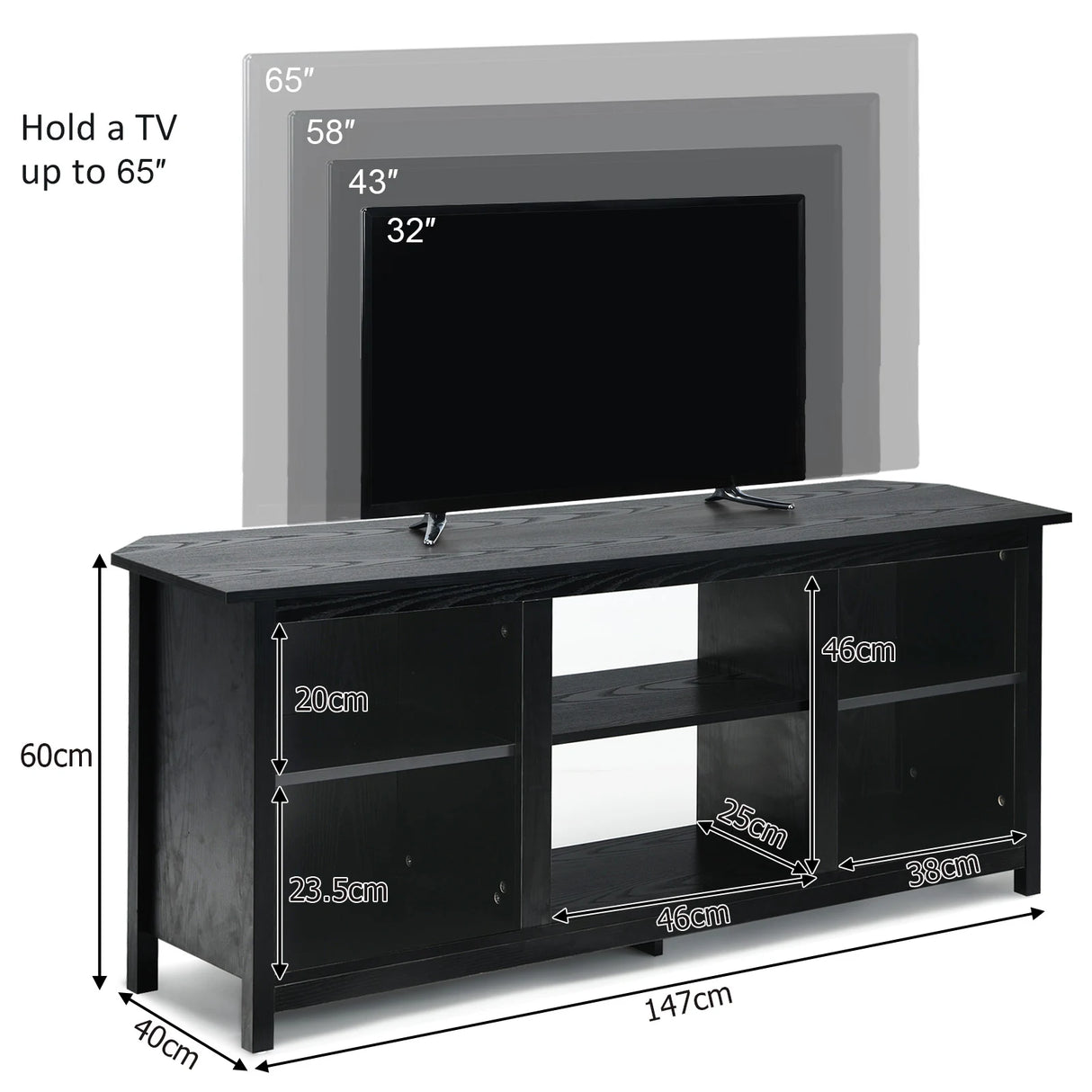 2-Tier Entertainment Media Console Center-Black