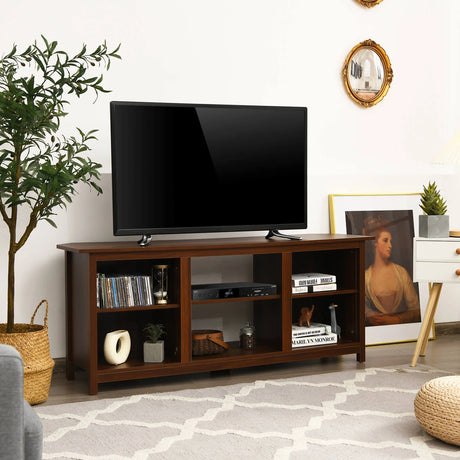 2-Tier Entertainment Media Console Center-Brown