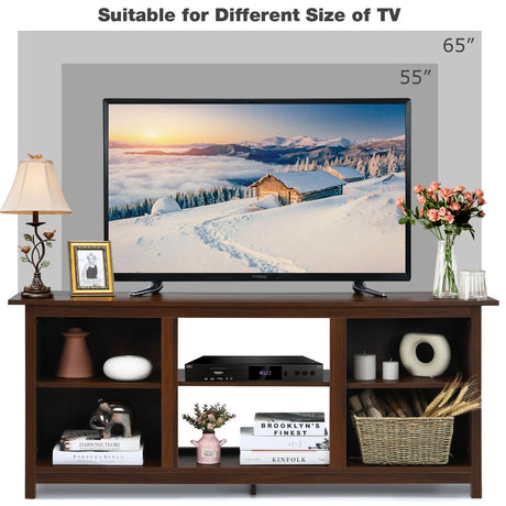 2-Tier Entertainment Media Console Center-Brown