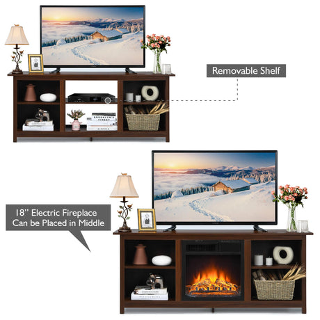 2-Tier Entertainment Media Console Center-Brown