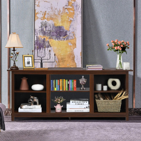 2-Tier Entertainment Media Console Center-Brown