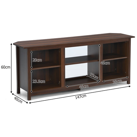 2-Tier Entertainment Media Console Center-Brown