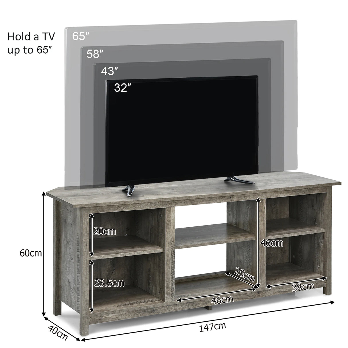 2-Tier Entertainment Media Console Center-Gray