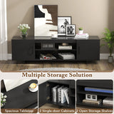 TV Stand for TVs up to 70 Inches with Power Outlet and 2 Cable Holes-Black