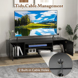 TV Stand for TVs up to 70 Inches with Power Outlet and 2 Cable Holes-Black