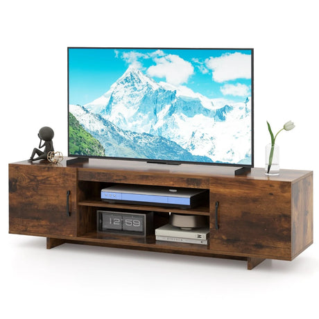 TV Stand for TVs up to 70 Inches with Power Outlet and 2 Cable Holes-Rustic Brown