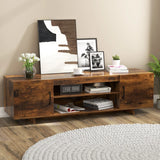 TV Stand for TVs up to 70 Inches with Power Outlet and 2 Cable Holes-Rustic Brown