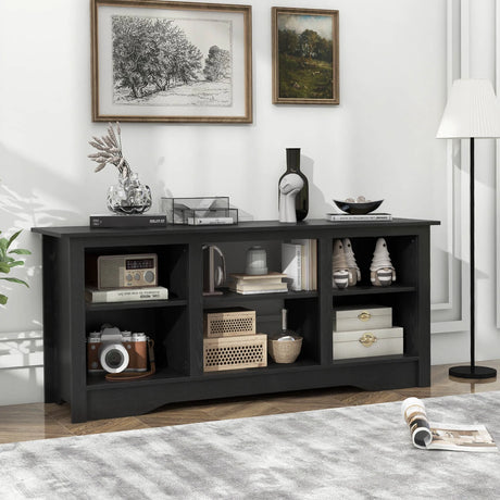 TV Stand Console Table for up to 65" with Adjustable Shelves-Black