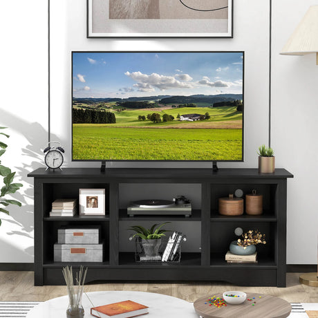 TV Stand Console Table for up to 65" with Adjustable Shelves-Black