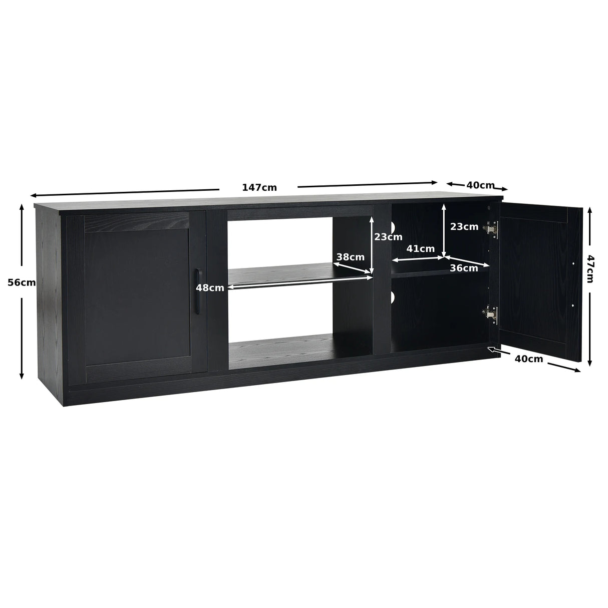 58 Inch TV Stand with 1500W Faux Fireplace for TVs up to 65 Inch-Black