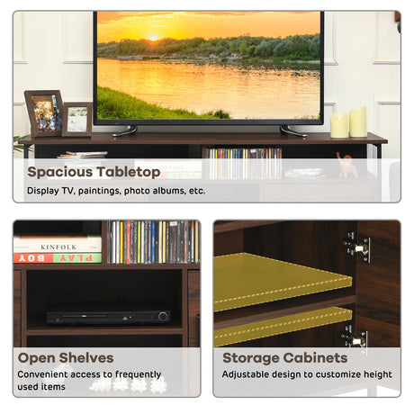 58 Inch Wood TV Stand Entertainment Media Center Console with Storage Cabinet