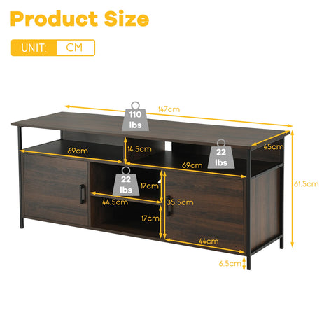 58 Inch Wood TV Stand Entertainment Media Center Console with Storage Cabinet
