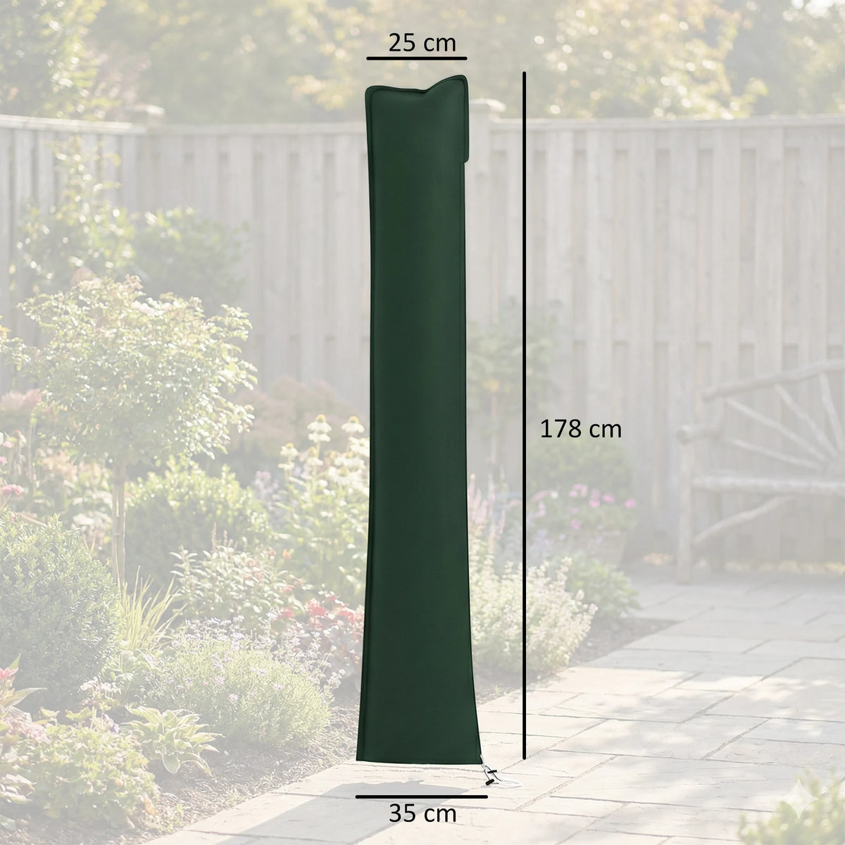 Outsunny Parasol Cover, Cantilever Umbrella Cover for 2-3.5 m Parasols, Banana Umbrella Protector with Zipper, Green