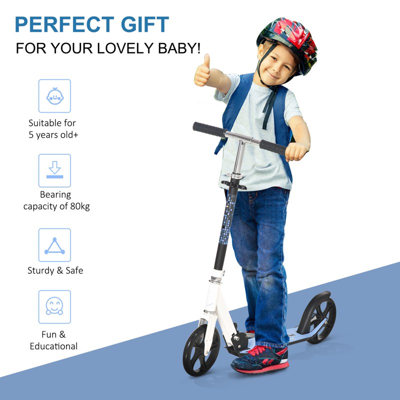 HOMCOM Folding Kids Kick Scooter Ride on Toys-Blue