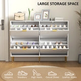 HOMCOM Narrow Shoe Cabinet with 4 Flip Drawers - White