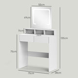 HOMCOM Storage Dressing Table, with LED Light Mirror - White