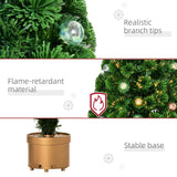 HOMCOM 4FT Prelit Artificial Christmas Tree with Fibre Optics, Baubles Decoration, Golden Pot for Holiday, Home - Green