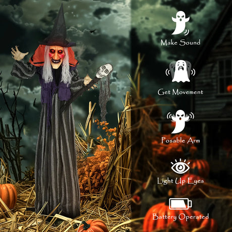 Outsunny 160cm Lifelike Moving Witch Decoration - Multi