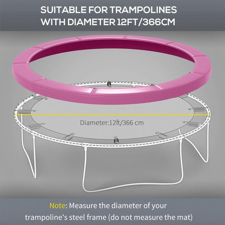 SPORTNOW 12FT Trampoline Spring Cover, Plastic Trampoline Pad Replacement with Elastic Cord, Waterproof, UV Resistant and Tear-Resistant, All-Weather Trampoline Accessories, Pink