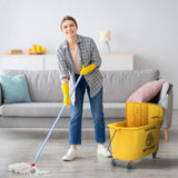 HOMCOM Mop Bucket with Wringer Set on Wheels for Floor Cleaning, 20 Litre Side Press Wringer with Handle and Mop, Yellow