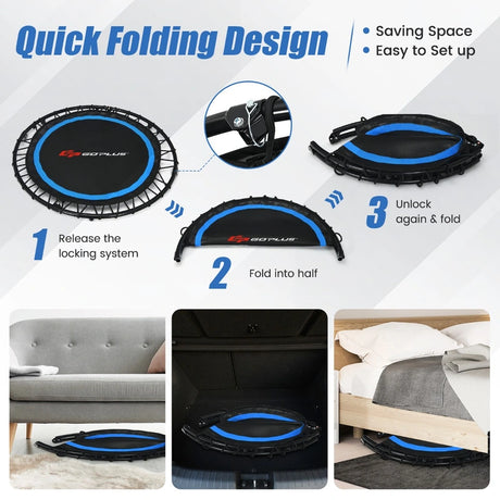 40 Inch Foldable Trampoline with 2 Resistance Bands