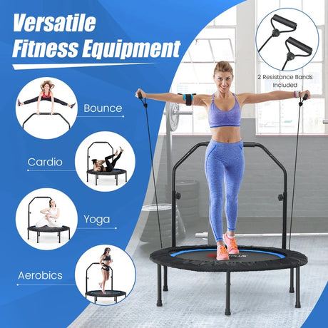 40 Inch Foldable Trampoline with 2 Resistance Bands