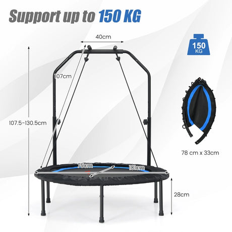 40 Inch Foldable Trampoline with 2 Resistance Bands