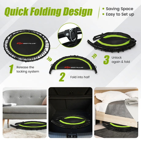40 Inch Foldable Trampoline with 2 Resistance Bands