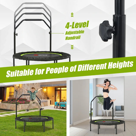 40 Inch Foldable Trampoline with 2 Resistance Bands