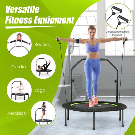 40 Inch Foldable Trampoline with 2 Resistance Bands