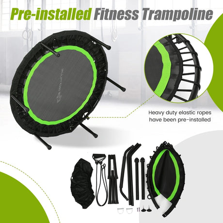 40 Inch Foldable Trampoline with 2 Resistance Bands